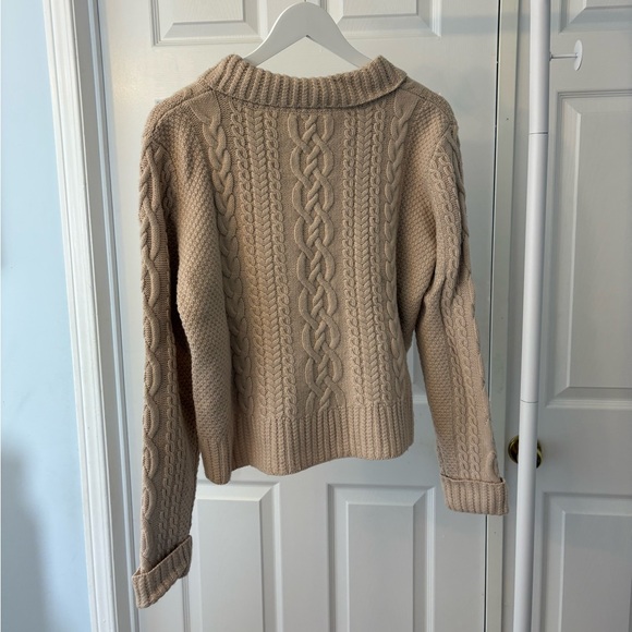 French Connection Cable Knit Cowl Neck Light Beige Sweater Wool Blend - Picture 6 of 11